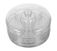 Garneck Fruit Serving Tray: Divided Snacks Platter With Clear Lid - Fresh Preservation Container - Rotatable Food Serving Plate For Fruits Veggies And Pastries