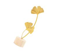 Garneck Ginkgo Leaf Ornament Exquisite Creative Home Decoration Accent with Vivid Realistic Modeling Metal and Wood Sculpture for Window and Porch Decor