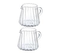 Garneck Glass Milk Frothing Pitcher and Espresso Creamer Container 200ml High Borosilicate Small Jug for Coffee Milk Foaming and Latte Use 2pcs Set Suitable for Home and Coffee Bar