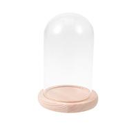 Garneck Glass Rose Glass Dome Bell Jar Dome Cloche with Wooden Base Antique Bell Jar Display for Plants Succulents Fairy Lights Photos Medals Decorative Fill Display Case