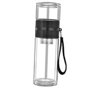 Garneck Glass Tea Infuser Bottle Double Wall Tea Separation Cup with Leakproof Lid and Lanyard Heat-Resistant Water Bottle Office Travel Mug