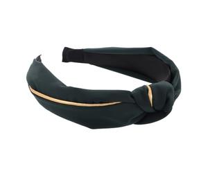 Garneck Gold Edged Wide Headbands for Women Thick Knotted Fabric Bands Non Slip Comfortable Fit with Cross Knot Design Sun Protection for Parties Holidays and Daily Fashion