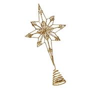 Garneck Golden Eight Pointed Star Christmas Tree Topper Decor Wire with Glitter Coating Party Tree Star Ornament for Xmas Holiday Decoration in Homes Offices Hotels and Restaurants