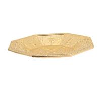 Garneck Golden Octagonal Buddhist Tribute Plate Temple Fire Dish for Sacrifices and Fruit Offerings Anti-fading Decorative Altar Tray for Home and Ritual Use