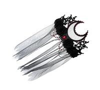 Garneck Gothic Tiara Headband with Black Mesh Veil Halloween Crown Headpiece for Witch Costume and Role Playing Durable Soft Material Unique Devil Witch Design for Parties and Stage