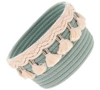 Garneck Green Cotton Rope Storage Basket round Baskets 7.86x7.86x5.11 in Easy to Handle Sturdy Storage Solution for Home Decoration and Nightstand Organizing Makeup Snacks