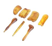 Garneck Gua Sha Scraper Massage Tool Set Resin Material 7pcs with Triangle and Fish-Shaped Boards, Muscle Relief and Anti-Wrinkle Scraping Massage Tool for Arms and Neck for Full Body