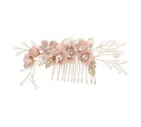 Garneck Hair Comb for Brides Delicate Rhinestone Wedding Hair Accessories Pink Elegant Headdress for Wedding Prom and Special Occasions