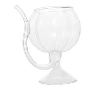 Garneck Halloween Vampire Wine Glass with Built-in Straw Pumpkin Shape Spill-Resistant Base Creative Cocktail Sipping Glass for Juice and Wine Parties Easy to Clean