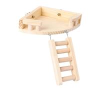 Garneck Hamster Ladder Wooden Platform Physical Activity Health Beige Small Animals Cage Accessory