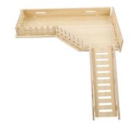 Garneck Hamster Wooden Cage Platform with Double-layer Solid Wood Boards and Climbing Ladder, Small Animal Habitat Decor for Hamster Exercise and Play
