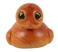 Garneck Hand-carved Wooden Duck Figurine Lifelike Animal Sculpture for Home Office Decor Charming Cartoon Design for Desk Shelf Table Centerpiece Cypress Wood Craft