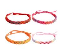 Garneck Hand Knitting Rope Bracelets in Red, Orange, Rosy, and 4pcs Lightweight for Women Handmade Woven Bangles for Party and Travel Accessories