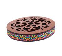 Garneck Handheld Ocean Drum Wood Ethnic Percussion Instrument for Sound Therapy and Healing Meditation, Traditional Small Drum Producing Calming Water and Rain Sounds for Relaxation
