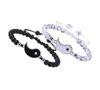 Garneck Handmade Matte Stone Yin Yang Bracelets for Couples, White Turquoise Strand Matching His and Hers Relationship Bracelets for Boyfriend and Girlfriend