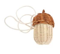 Garneck Handmade Mini Rattan Pouch Crossbody Bag for Lightweight Woven Storage Basket Stylish Beige Shoulder Bag