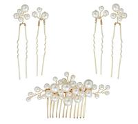 Garneck Handmade Pearl Hair Comb Set for Wedding and Daily Haircuts, Alloy Material Elegant Appearance and Shiny Finish, Gift for Female Friends