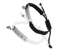 Garneck Handmade Woven Black White Rope Bracelet for Couples Clasp Stainless Steel Bangles for Men Durable Hypoallergenic His Queen King Anniversary Jewelry