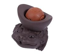 Garneck Handmade Zisha Tea Pet Water Spraying Figurine for Kungfu Tea Tray Violet Sand Pottery Ornament with Aroma Absorption Feng Shui Decoration for Chinese