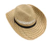 Garneck Handwoven Straw Cowboy Hat for Men Wide Brim UV Protection Lightweight Breathable Summer Fishing Hiking Camping Outdoor Sun Shield Beige