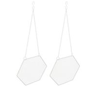 Garneck Hanging Earring Organizer Set with Innovative Hexagon Shape 2pcs in White Iron Lightweight Mesh Design for Displaying and Preventing Jewelry from Becoming Messy, for Trade Shows