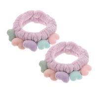 Garneck Heart Hair Bands Cloth Material 2pcs Washing Face Hair Bands with Adjustable Elastic Design Convenient to Put and Take for Traveling Use and Facial Skincare