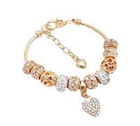 Garneck Heart Shape Rhinestone Bracelet Pendant Hand Decor Delicate Wrist Chain for Women Simple Jewelry Daily and Party Wear