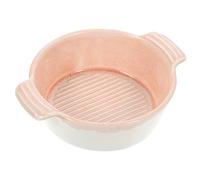 Garneck Heat Resistant Ceramic Pan with Double Handles Nonstick Round Baking Dish for Oven Microwave Freezer Dishwasher for Pizza Meat Vegetables Family Gatherings Pink Japanese Style