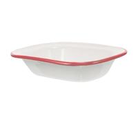 Garneck Heat Resistant Enamelware Baking Pan Red Rim Multifunctional Rectangular Roasting Dish for Bread Cakes Pies Hot Pot Food Storage Tray with Fast Heat Conduction
