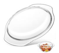 Garneck Heat Resistant Reusable Microwave Splatter Cover with Portable Handle Food Grade Clear Glass Plate Protector for Even Cooking and Freshness Retention