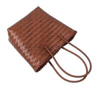 Garneck Imitation of Vine One-shoulder Straw Woven Bag The Tote Bag Woven Purse Rattan Purse Straw Basket with Handle No Lining Brown