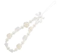Garneck Imitation Pearl Beaded Phone Chain with Acrylic Rose and Butterfly Charms, Decorative and Wear-resistant Mobile Phone Hanging Rope for Lightweight Electronic Accessories