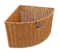 Garneck Imitation Rattan Triangle Corner Basket Small Plastic Weaving Storage Basket with Handle for Closet and Side Table Organization 15.5x11x8 Inch for Home Use