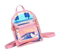 Garneck Iridescent Mini Backpack Purse for Women, Pink Jelly Holographic Shoulder Bag, Multi-Use Festival and Concert Rave Bag with Adjustable Straps