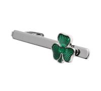 Garneck Irish Shamrock Tie Clip for Men Alloy Suit Accessory Business Banquet Stylish Metal Necktie Jewelry with Lucky Clover Charm