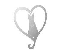 Garneck Iron Cat Pendant Wall Hanging Decor Cartoon Cat Pattern Metal Ornament for Garden Balcony Living Artistic Home Adornment Handmade Heart-shaped Sculpture