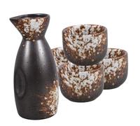 Garneck Japanese Sake Pot Ceramic Set with Small Sake Pot Cups Retro Classic Design High Temperature Resistant Reusable for Traditional Serving and Home Restaurant Decoration