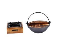 Garneck Japanese Style Cast Iron Sukiyaki Pot Capacity Cooking Pan with Ergonomic Handle and Sturdy Aluminum Furnace Uniform Heat Distribution for Soup Ramen and Hotpot Cooking