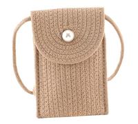 Garneck Khaki Woven Cotton Crossbody Phone Bag for Women and Mini Shoulder Purse with Distinctive Craft Material for Daily Use Travel Shopping Work Stylish and Functional Cell Phone Pouch