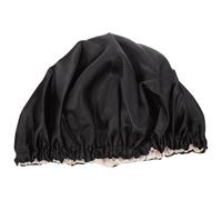 Garneck Kids Adjustable Hair Bonnet Shower Cap Lightweight Polyester Bath Shower Hat Comfortable to Wear Travel Use Black Double Layered