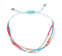 Garneck Knitted Beads Wristlet Ladies Bracelet, Colourful Beaded Fabric Bracelet, Folk Style, Strong Chain, Comfortable to Wear, for Ladies