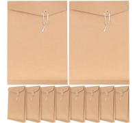 Garneck Kraft Paper File Envelopes with String Closure Prevent Documents from Falling 10pcs A4 Document Organizer Easy to Carry for Business Use and Home
