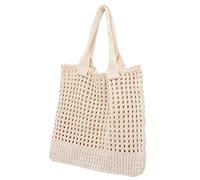 Garneck Large Beach Tote Bag for Women Stylish Crocheted Knit Handbag Versatile Shoulder Bag for Shopping Picnics and Outdoor Activities Light