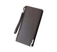 Garneck Large Capacity Men's Long Zipper Wallet with Multi Card Slots and Phone Pocket Durable PU Material Purse for Business Travel Office Use Coffee Color