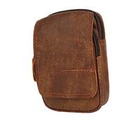 Garneck Leather Waist Pouch Retro Style Outdoor Multi-Functional Waist Bag Brown for Men Hiking Travel Mobile Phone Storage