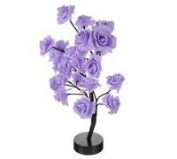 Garneck LED Rose Tree Lamp Decorative Table Light Ornament for Home Decor Purple Artificial Roses with Black Base Soft Warm Glow for Bedroom Desk Living Photo Shoot Accent