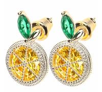 Garneck Lemon Slice Drop Earrings for Women, 1 Pair Sweet Yellow Statement Ear Studs, Stylish Bling Ear Ornaments for Daily Wear and