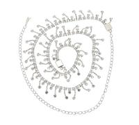 Garneck Lightweight Belly Dance Waist Chain with Waterdrop Tassels and Ab Color Rhinestones Decorative Waist Jewelry Accessory for Beach Party Wedding Travel and Daily Wear