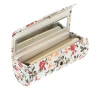 Garneck Lipstick Case with Mirror Flower Pattern Compact Brocade Storage Box for Women Handbag Cosmetics Organizer