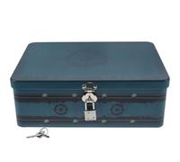 Garneck Lockable Multi-functional Box Tinplate Corners Rounded Storage with Portable Design Compact Organizer, for Small Items and Jewelry, for Home and Wedding Use